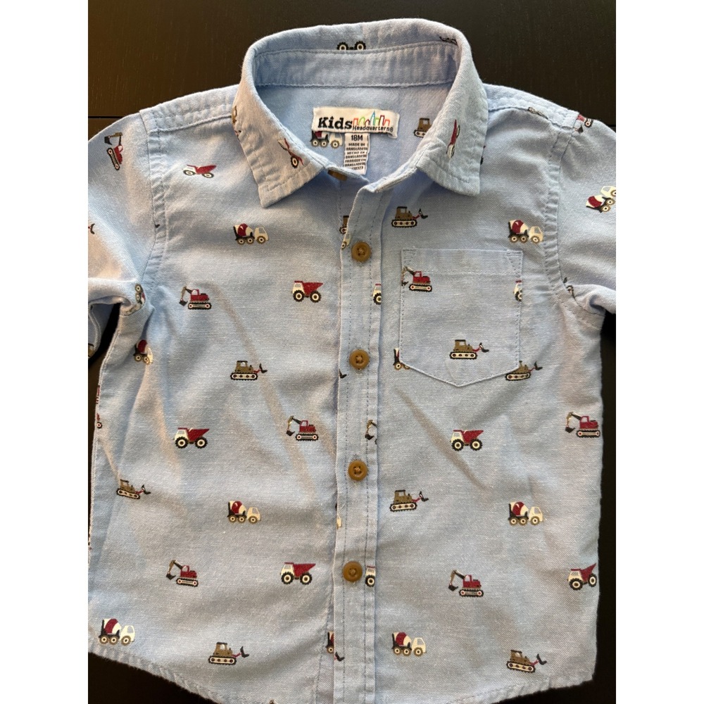 Kids Headquarters Toddler Construction Site Shirt 18 Months Blue Long-Sleeve